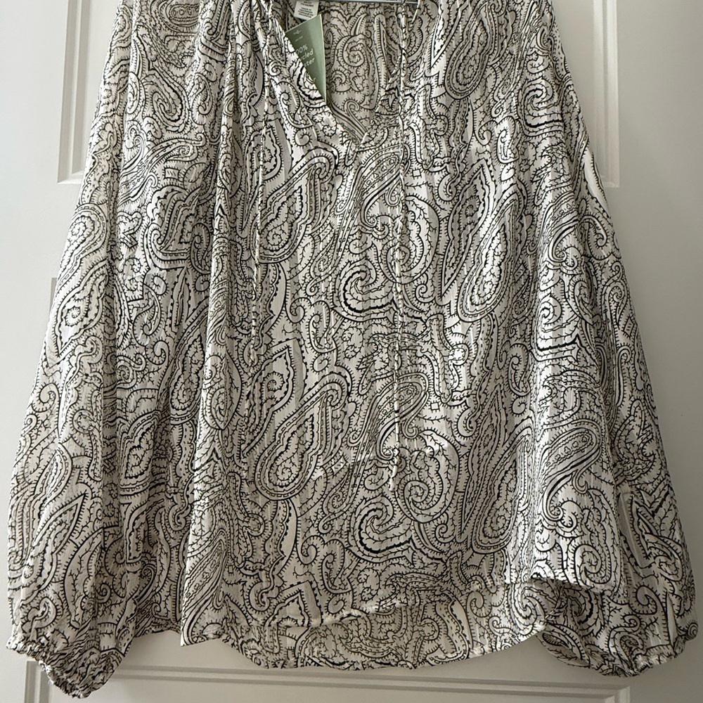 H&M Black and White Paisley Blouse